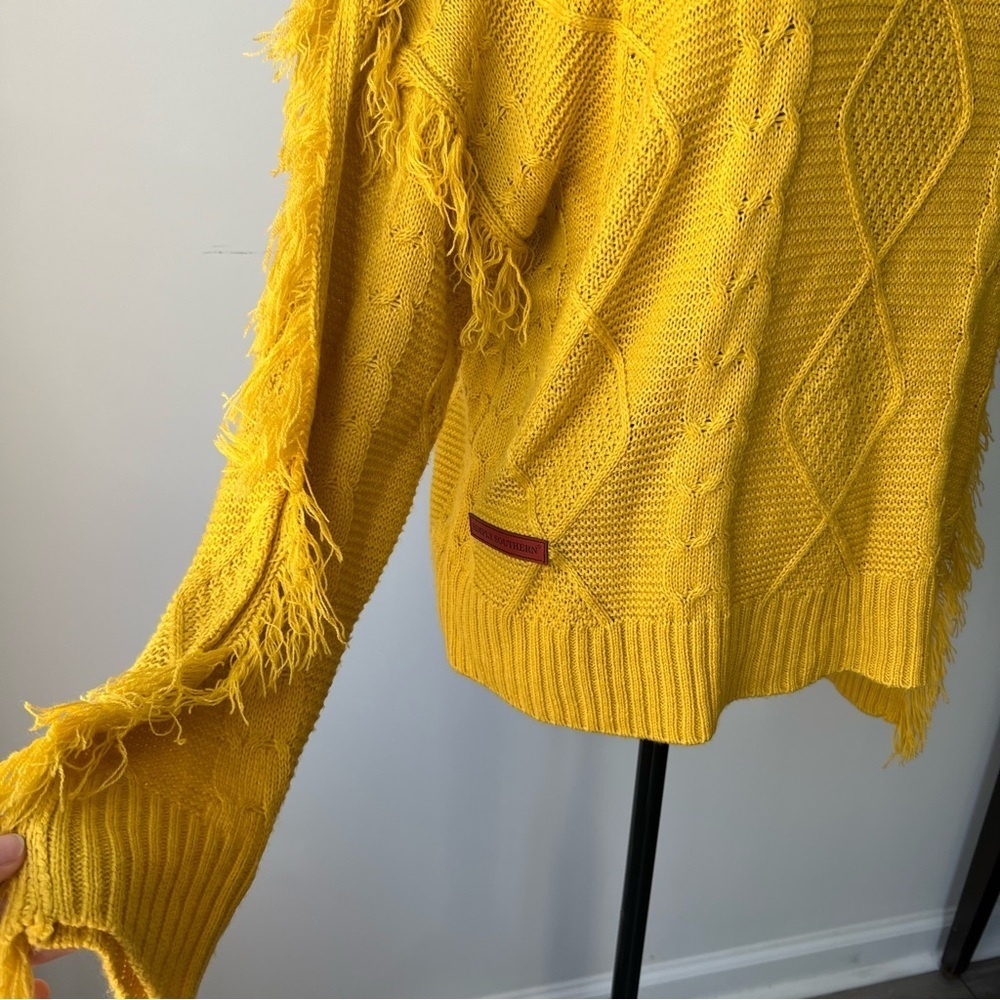 Simply Southern Mustard Cable Knit Sweater - L - Picture 2 of 5